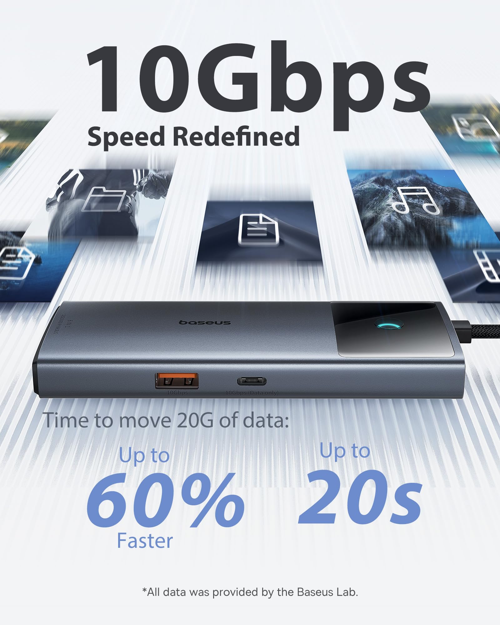 Baseus 10Gbps USB C Hub, 3 USB A/C Data Ports, 4K@60Hz HDMI, Gigabit Ethernet, 100W PD, 6 in 1 USB C Docking Station Compatible for iPhone 15/Dell/HP/Mac/iPad/Microsoft/Steam Deck - Image 3