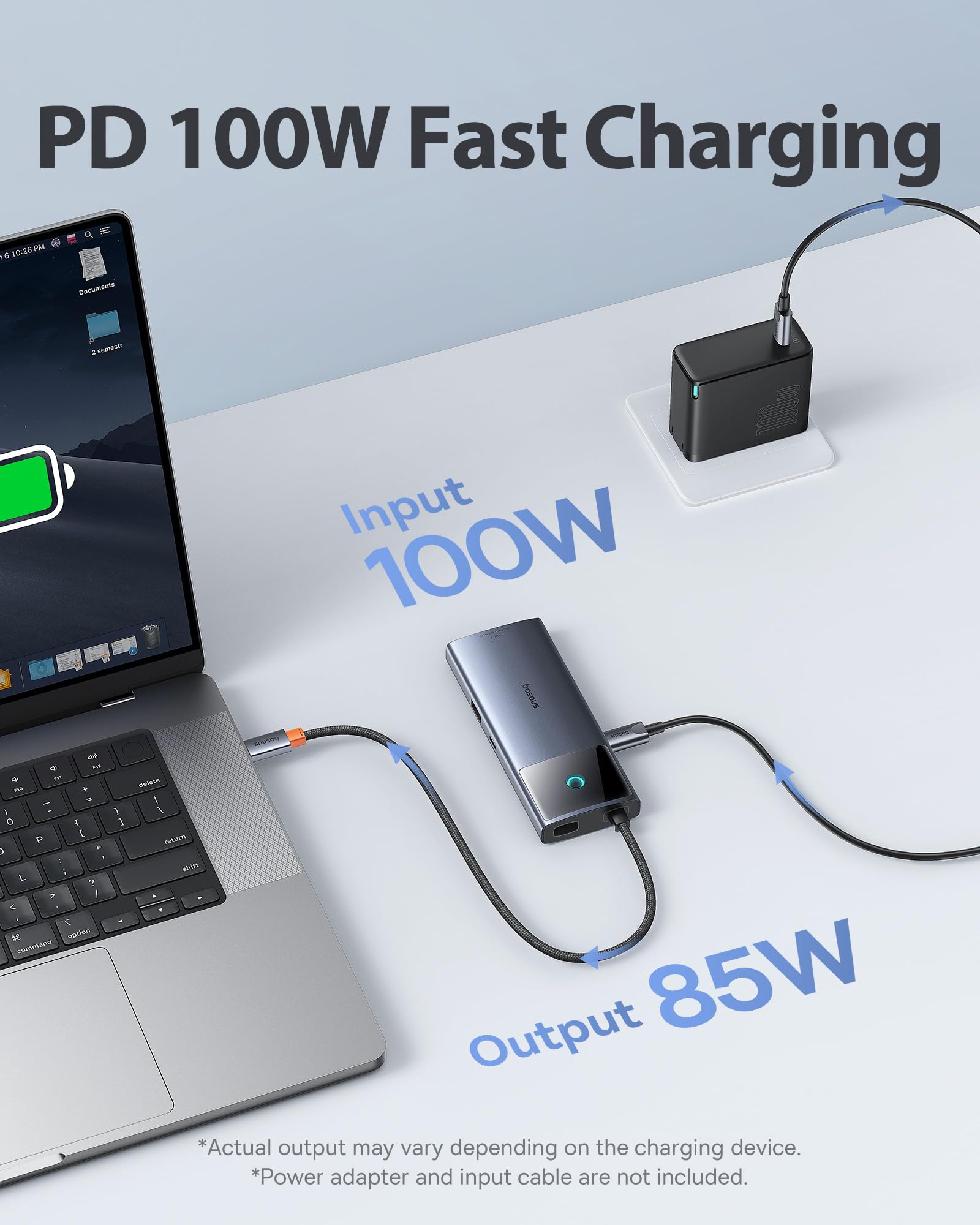 Baseus 10Gbps USB C Hub, 3 USB A/C Data Ports, 4K@60Hz HDMI, Gigabit Ethernet, 100W PD, 6 in 1 USB C Docking Station Compatible for iPhone 15/Dell/HP/Mac/iPad/Microsoft/Steam Deck - Image 5