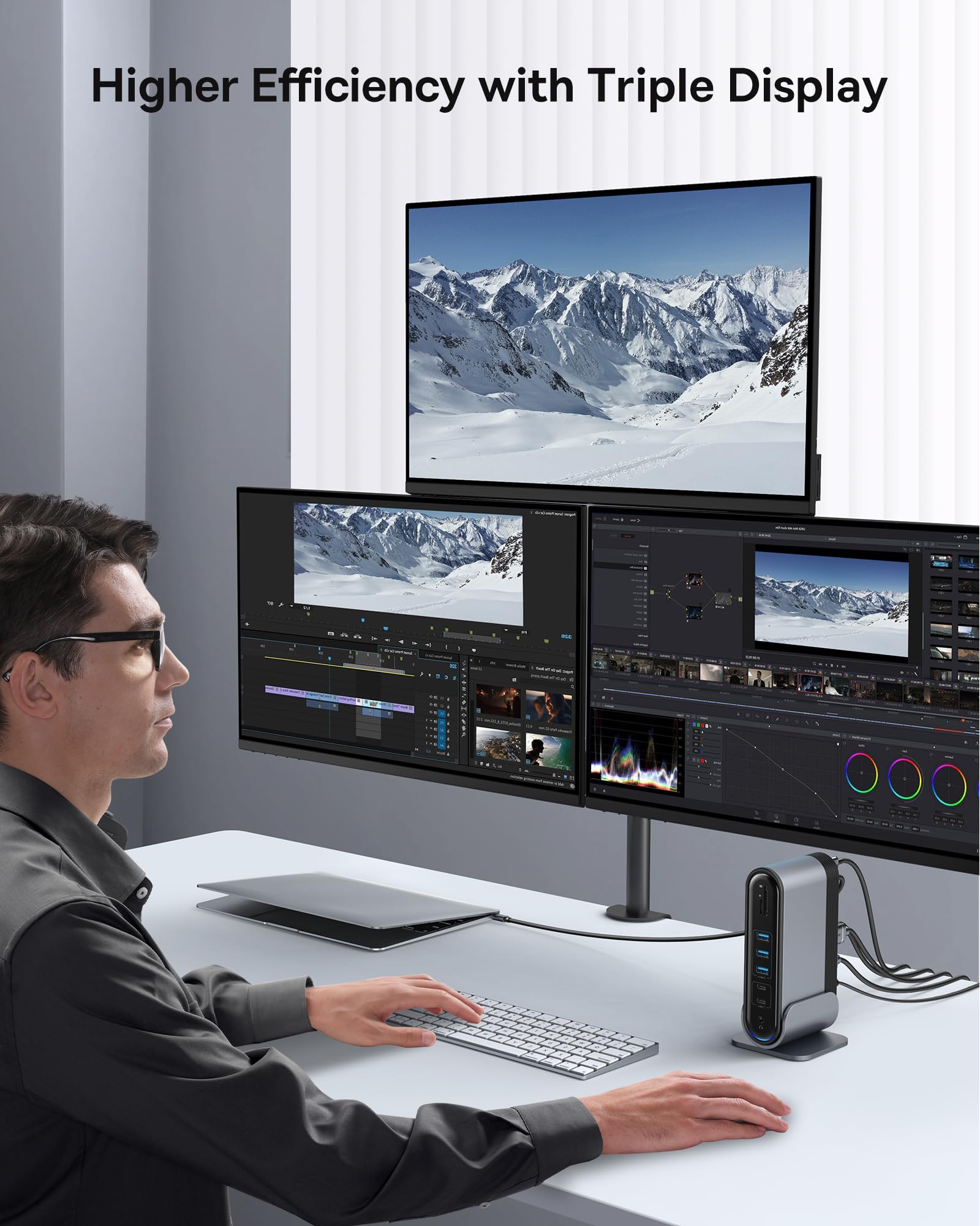 Baseus 17-in-1 Laptop Docking Station 3 Monitors with 4K HDMI+DP, USB C Docking Station with 7 USB, 1000Mbps Ethernet, 100W PD, Card Readers Compatible with Acer/HP/Lenovo/Mac/Dell - Image 3