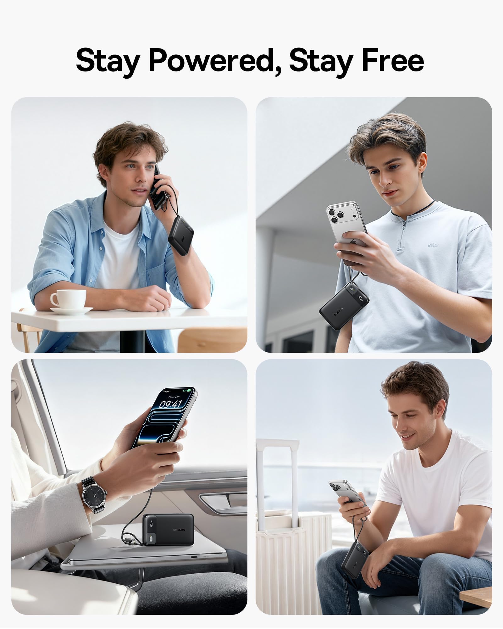 Baseus 20000mAh Compact Portable Charger 45W, CCC Certified Power Bank Built-in USB-C Cables, Travel Essential PD Fast Charging Battery Pack for iPhone 17/16 Series Galaxy S25/S24 Ultra Google iPad - Image 8