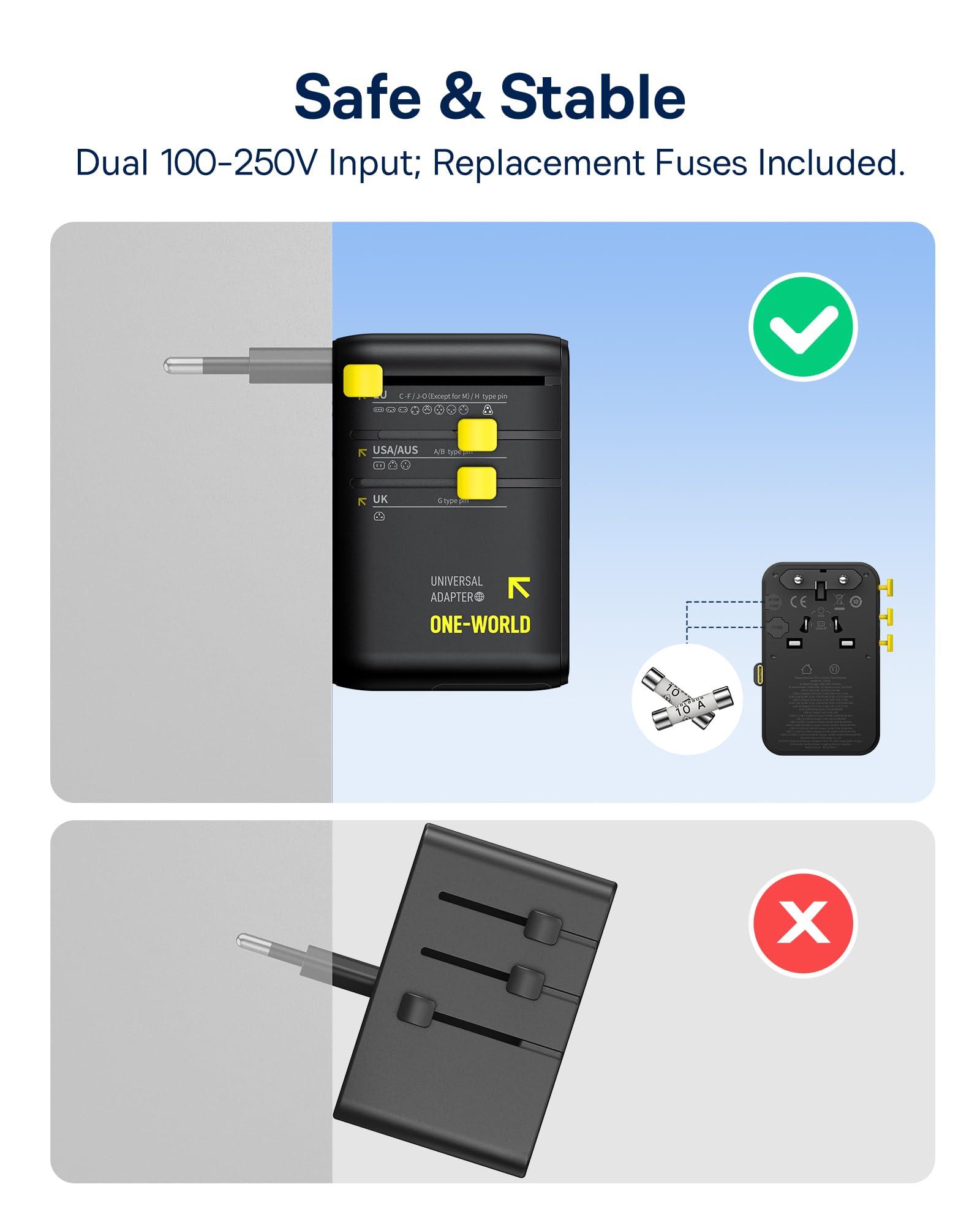 Baseus 70W Universal Travel Adapter & 45W Power Bank Built in USB-C Cable - Image 5