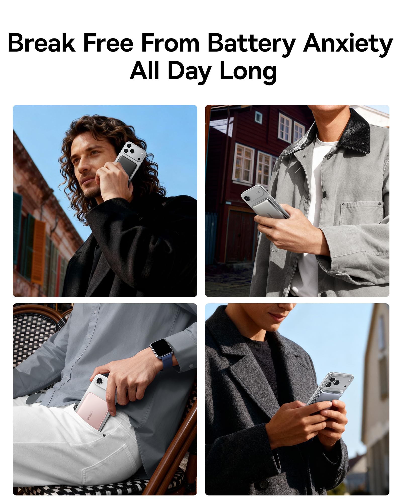 Baseus aseus Picogo 0.5" Ultra Slim 10000mAh MagSafe Portable Charger, Bundle with 45W Portable Charger, Ultra Slim 10000mAh Power Bank Built-in USB-C Cables - Image 5