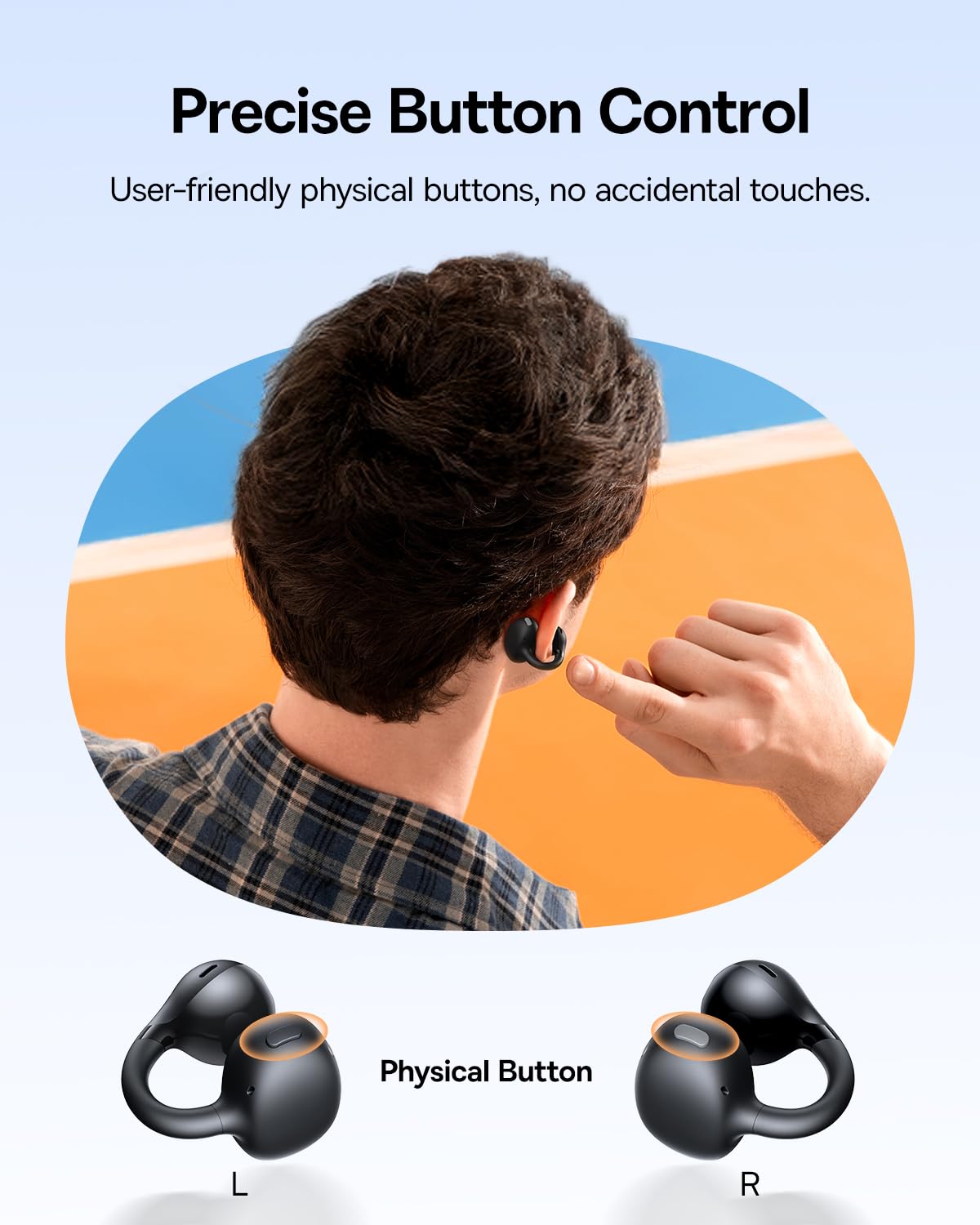 Baseus Bass BC1 Open Ear Earbuds Clip-On Headphones, Open-Ring Comfort with Tri-Curve Snug Clip, Powerful Sound with SuperBass, 4-Mic Clear Calls, IP55 Waterproof, 38H Playtime, Lightweight - Image 7