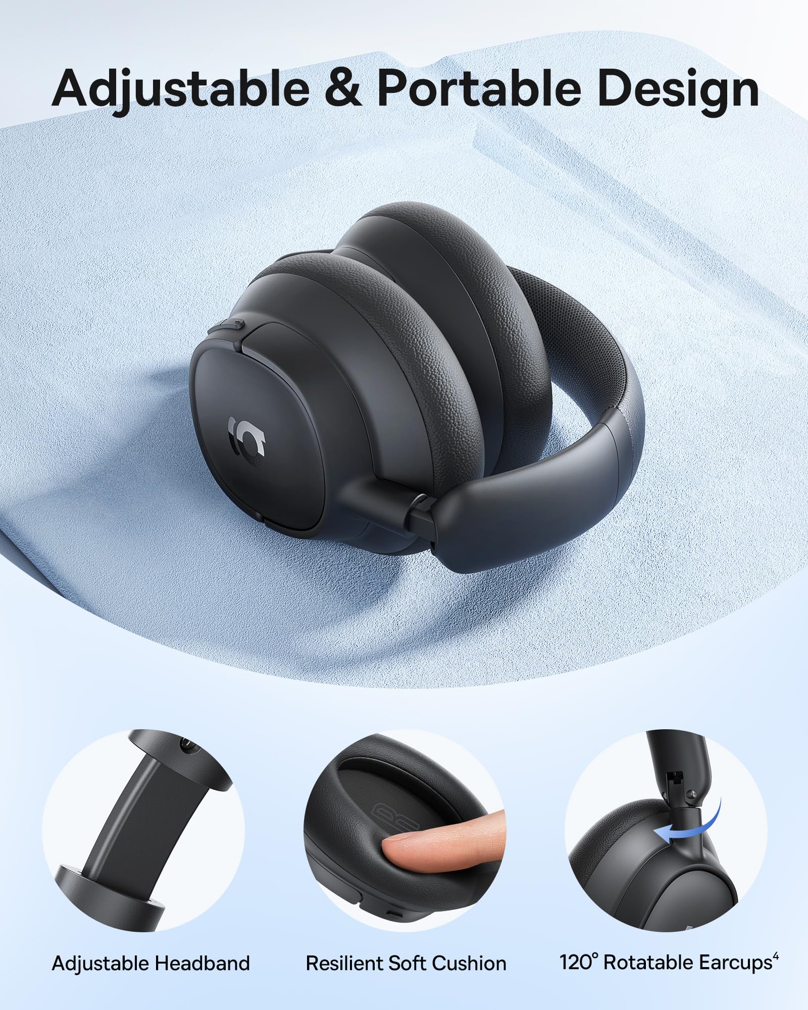 Baseus Bass BH1 NC Adaptive Active Noise Cancelling Headphones, Real-Time Adaptive Hybrid ANC, SuperBass 2.0, LDAC Hi-Res Sound, 80H Playtime, 5-Mic AI Clear Calls, Comfortable Fit, Bluetooth 6.0 - Image 7