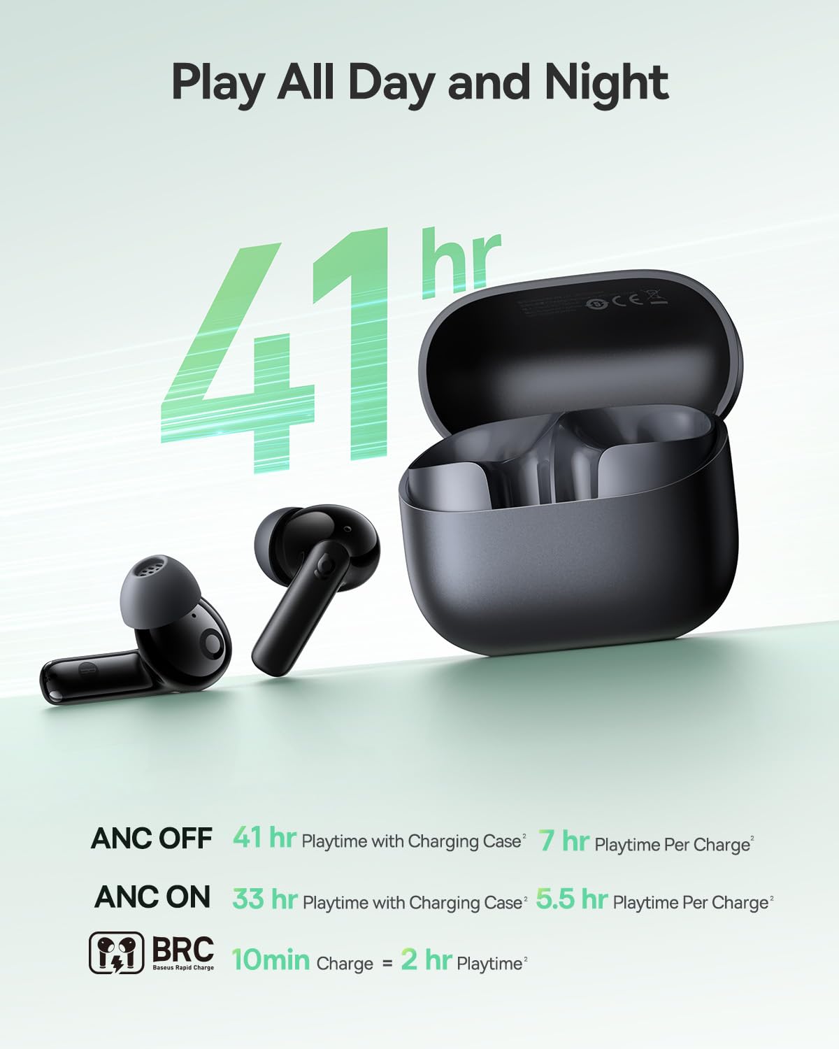 Baseus Bass BP1 NC Hybrid Active Noise Cancelling Wireless Earbuds, 12mm Super-Bass Driver, 41H Playtime, Bluetooth 6.0, IP55 Waterproof, 4-Mic AI ENC, 24 Customizable EQ - Image 5