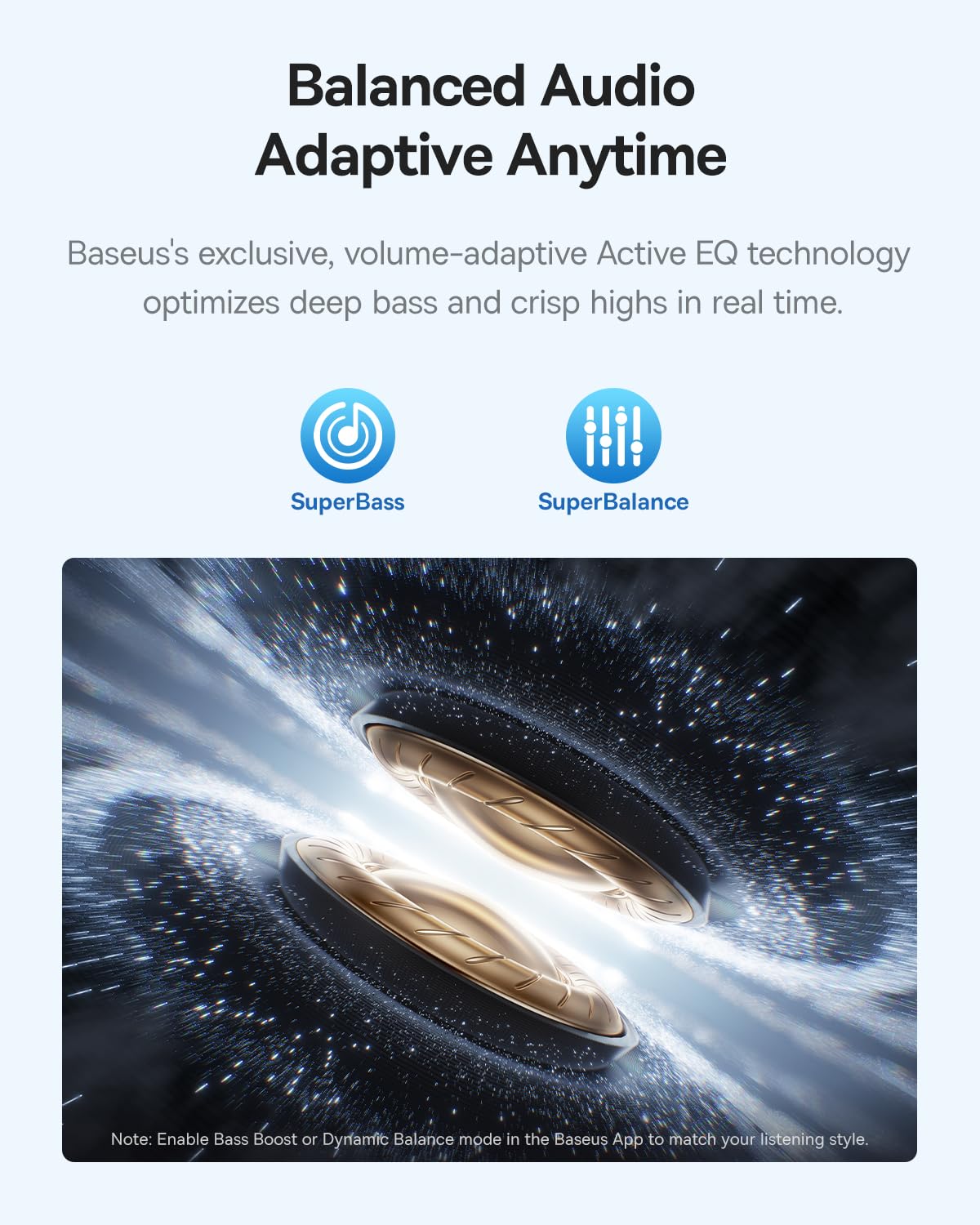 Baseus Bass BP1 Pro Noise Cancelling Wireless Earbuds, Real-Time Adaptive Noise Cancelling, Adaptive Active EQ, LDAC Hi-Res Sound, 6-Mic AI Clear Calls, 55H Playtime, IP55 Waterproof, Bluetooth 6.0 - Image 3