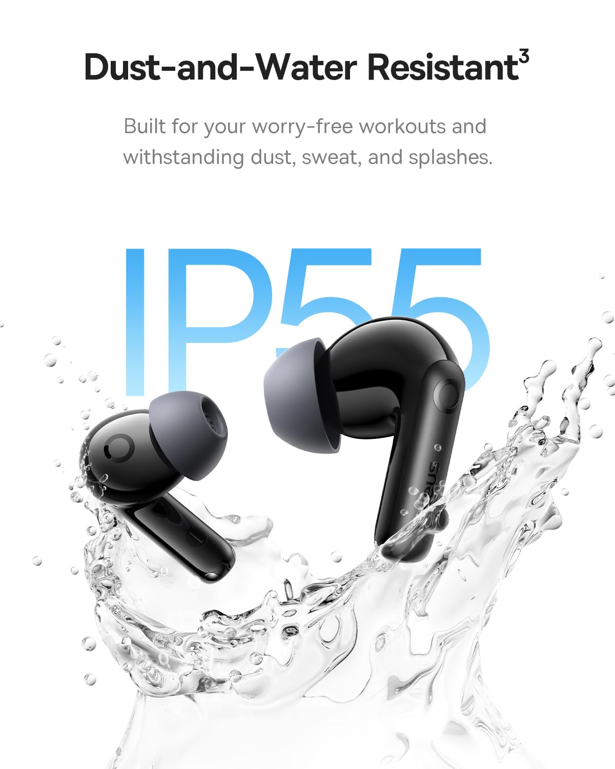 Baseus Bass BP1 Pro Noise Cancelling Wireless Earbuds, Real-Time Adaptive Noise Cancelling, Adaptive Active EQ, LDAC Hi-Res Sound, 6-Mic AI Clear Calls, 55H Playtime, IP55 Waterproof, Bluetooth 6.0 - Image 6