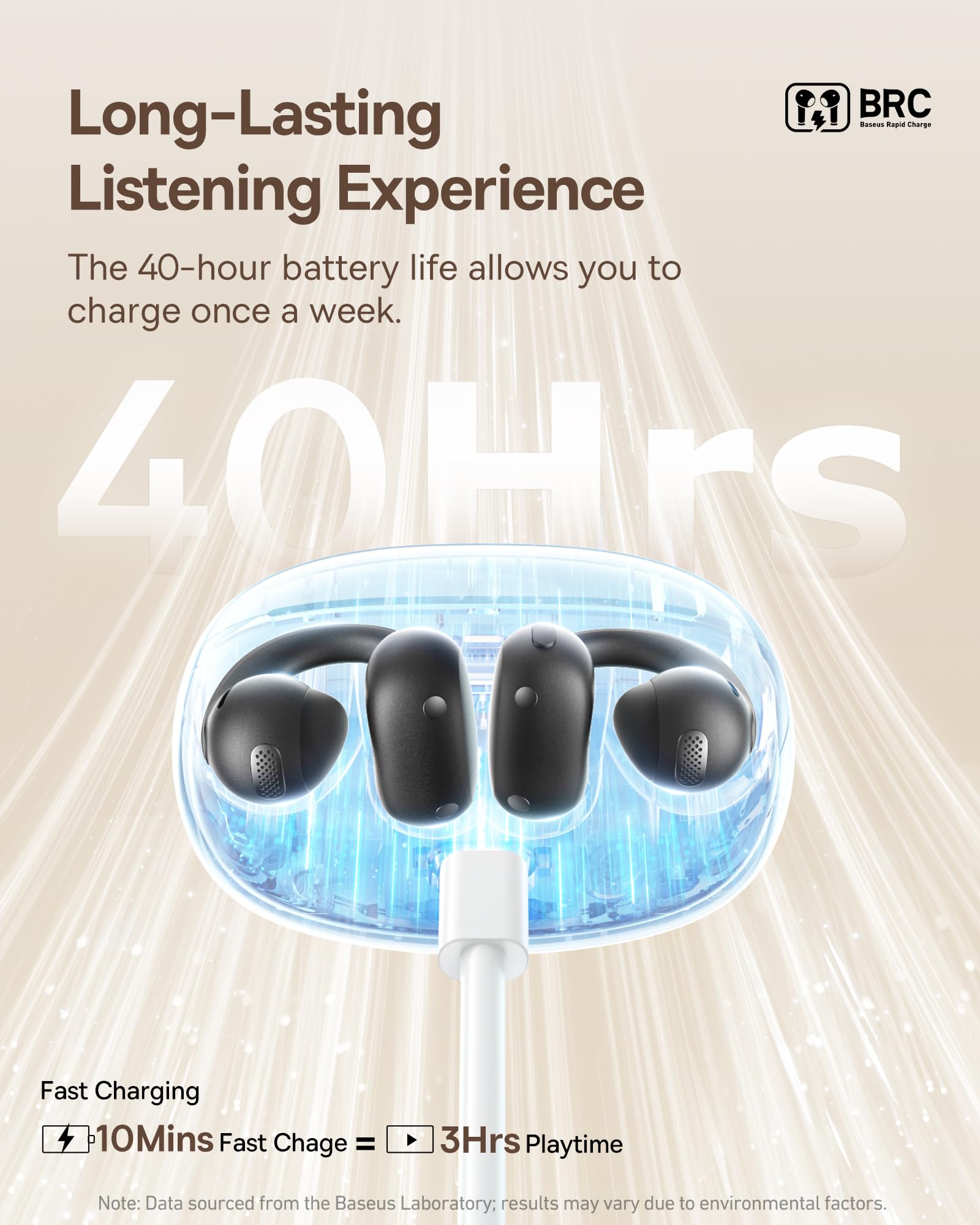 Baseus Bowie MC1 Open Ear Clip-On Earbuds, Adaptive Comfort with Anti-Drop Design, Impactful Sound with Adaptive Bass Boost, Adaptive Noise Cancelling Calls, IP57 Waterproof, 40H Playtime, Lightweight - Image 7