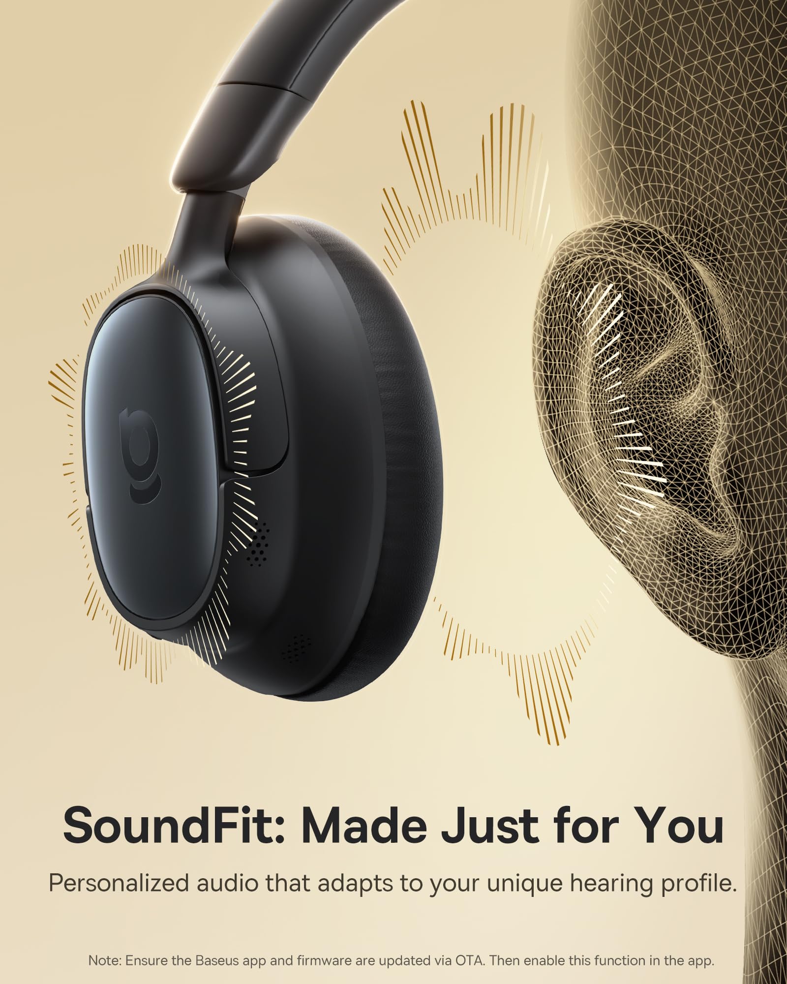 Baseus Bowie MH1 Adaptive Active Noise Cancelling Headphones, Real-Time Adaptive Hybrid ANC, SuperBass 2.0, LDAC Hi-Res Sound, 80H Playtime, Comfortable Fit, Clear Calls, Bluetooth 6.0 -Cosmic Black - Image 3