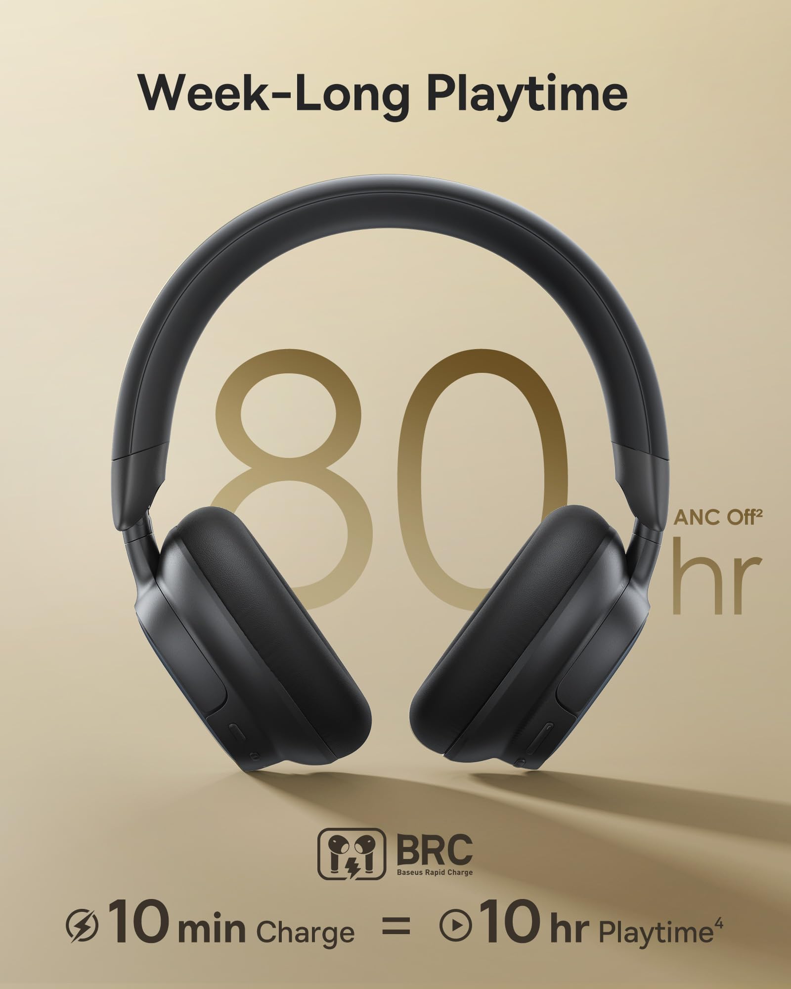 Baseus Bowie MH1 Adaptive Active Noise Cancelling Headphones, Real-Time Adaptive Hybrid ANC, SuperBass 2.0, LDAC Hi-Res Sound, 80H Playtime, Comfortable Fit, Clear Calls, Bluetooth 6.0 -Cosmic Black - Image 5