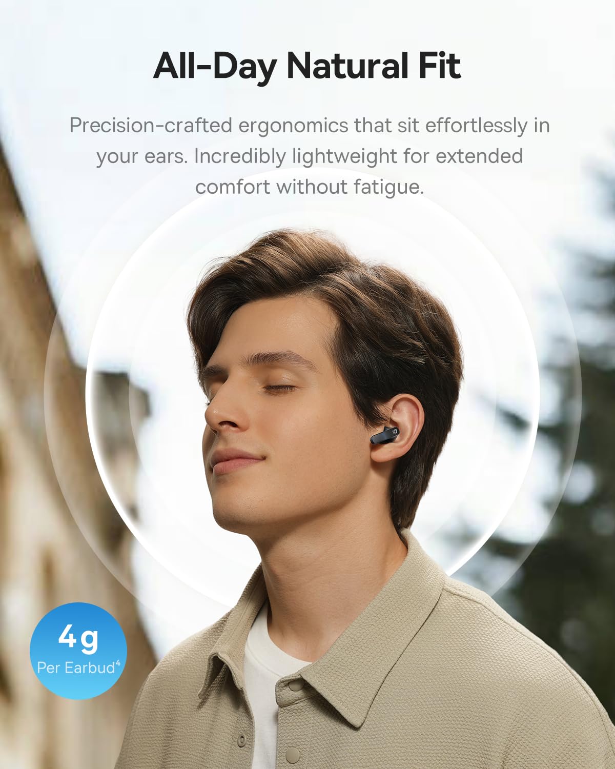 Baseus BS1 NC Semi-in-Ear Noise Cancelling Earbuds with Adaptive Hybrid ANC, No Ear Pressure, Hi-Res Audio (LDAC), 40H Playtime, 4g Ultra-Lightweight Fit, 6-Mic AI Clear Call - Image 4