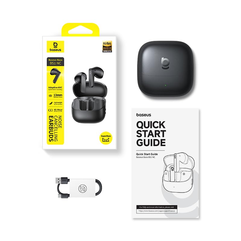 Baseus BS1 NC Semi-in-Ear Noise Cancelling Earbuds with Adaptive Hybrid ANC, No Ear Pressure, Hi-Res Audio (LDAC), 40H Playtime, 4g Ultra-Lightweight Fit, 6-Mic AI Clear Call - Image 8