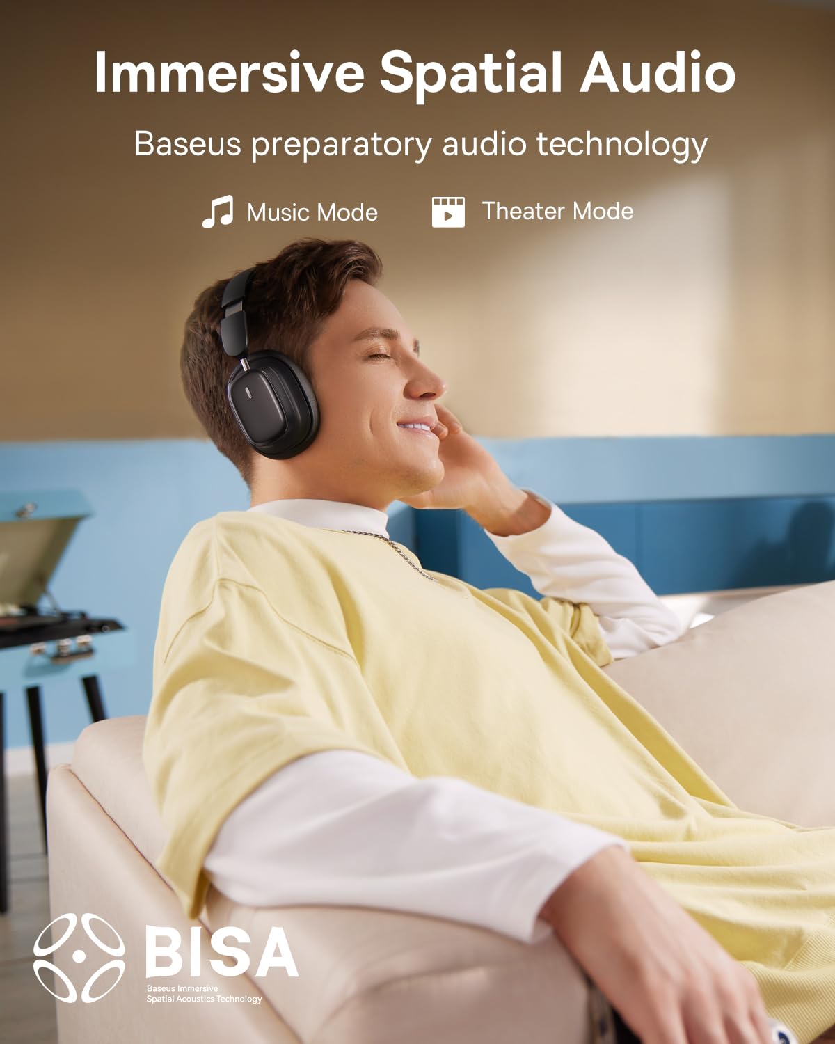 Baseus H1i Bowie ANC Headphone-Black - Image 3