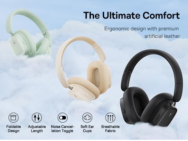 Baseus H1i Bowie ANC Headphone-Black - Image 8