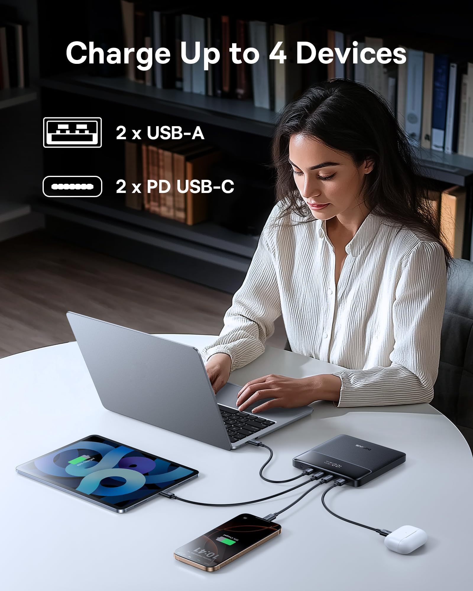 Baseus Laptop Portable Charger 100W 20000mAh, Blade Travel Power Bank Fast Charging 2 USB-C & 2 USB-A Port, Steam Deck Battery Pack for MacBook iPad iPhone 17/16/15/14/13 Samsung S24 etc. - Image 5