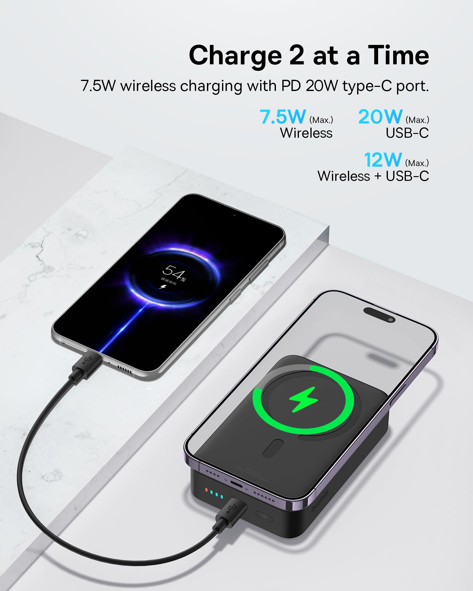 Baseus Magsafe Battery Pack 20000mAh Wireless Portable Charger,PD 20W USB C Fast Charging Battery Pack, Compatible with iPhone 17/16/15/14/13/12 Series, Black - Image 5