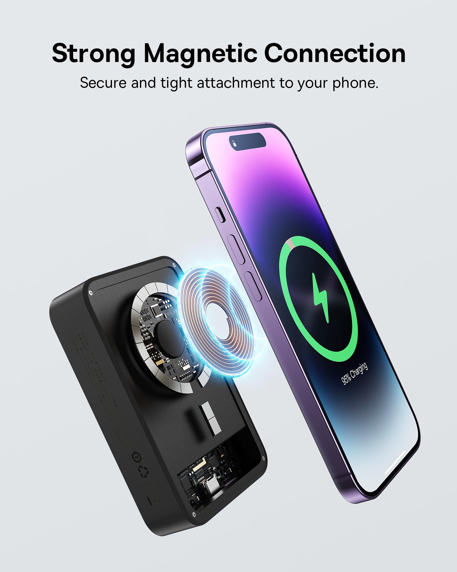 Baseus Magsafe Battery Pack 20000mAh Wireless Portable Charger,PD 20W USB C Fast Charging Battery Pack, Compatible with iPhone 17/16/15/14/13/12 Series, Black - Image 7