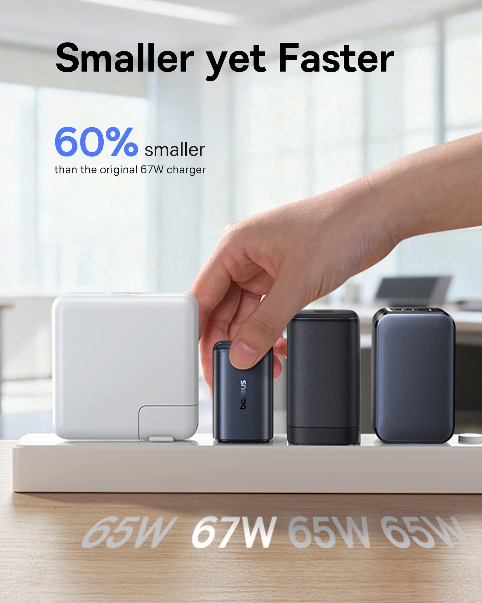 Baseus Retractable USB C Cable for Apple Watch, 100W 5A Fast Charging Cable PICOGO 67W USB C Charger, Smallest 3 Port Fast Charging Block with Foldable Plug - Image 7