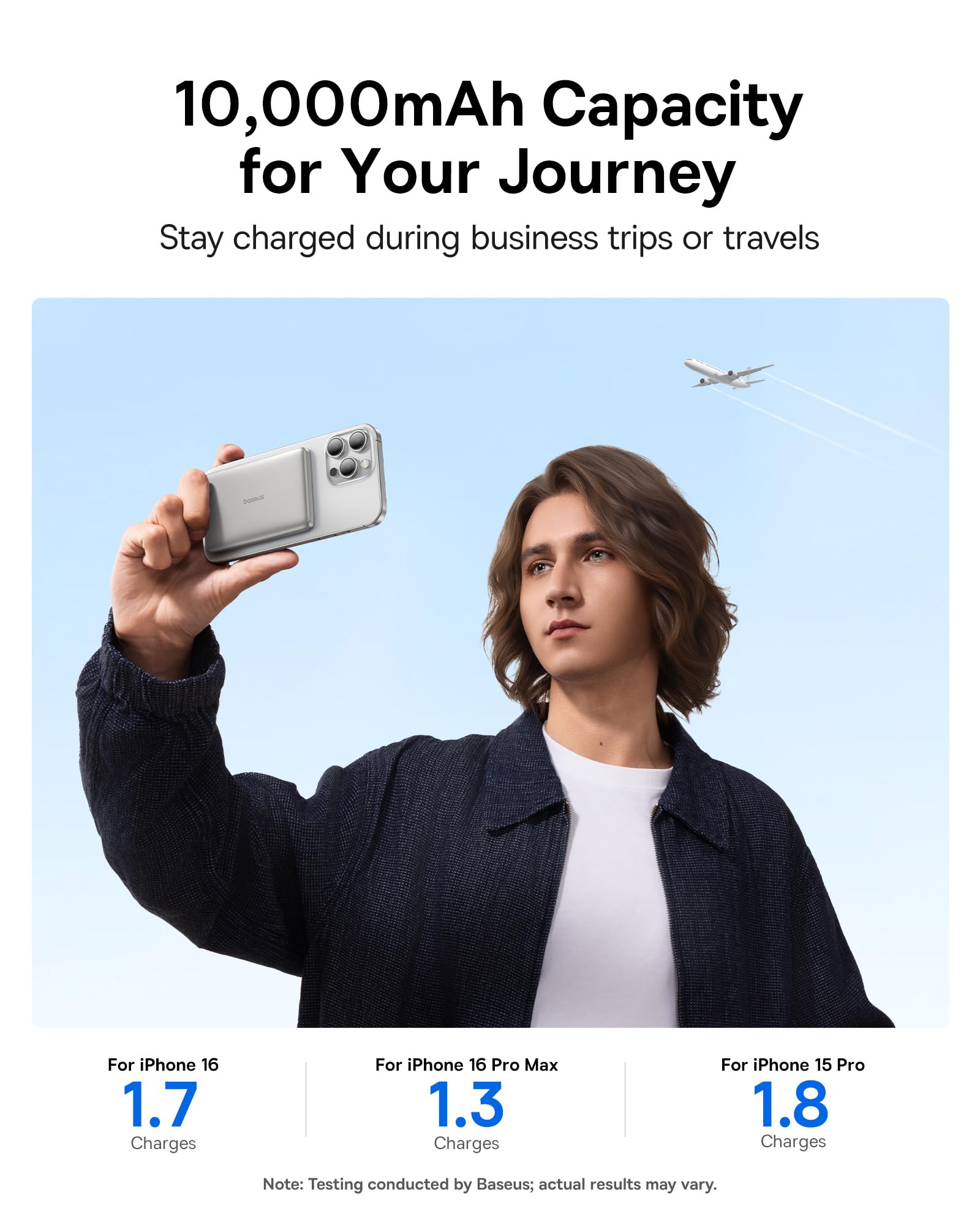 Baseus Picogo Magsafe Portable Charger, Qi2 Certified 0.5" Ultra Slim 15W Wireless Power Bank, 10000mAh 27W Fast Charging Magnetic Battery Pack with USB-C for iPhone 17/16/15/14/13/12 Series Only - Image 6