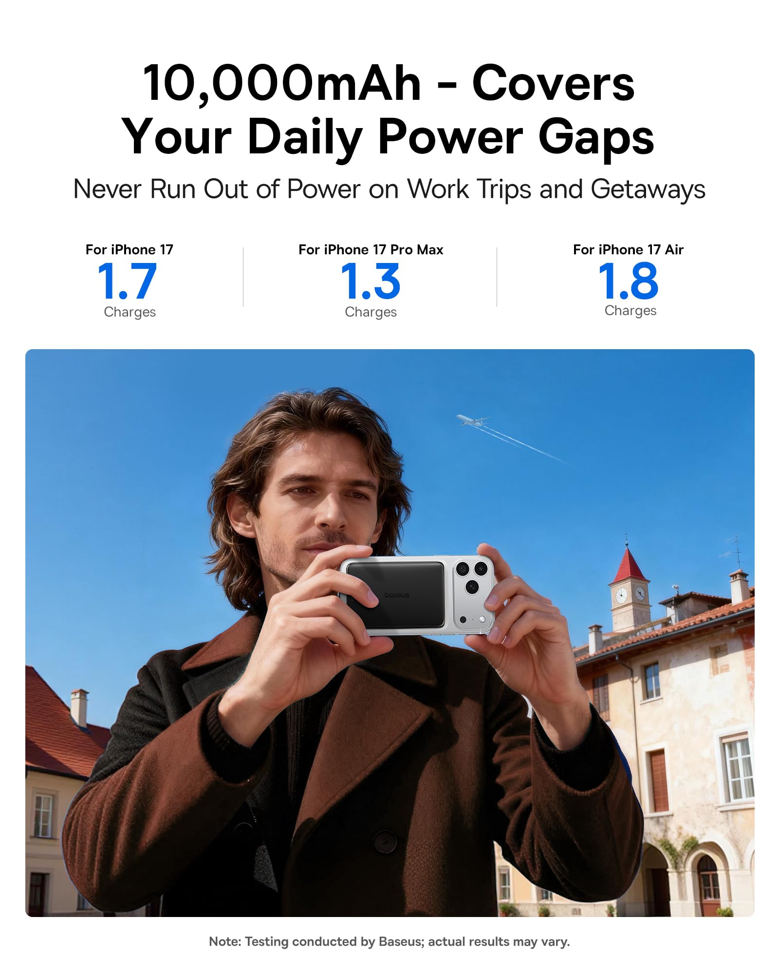 Baseus Picogo Power Bank, 0.5" Ultra Slim 10000mAh MagSafe Portable Charger, 27W Fast Charging Magnetic Battery Pack, Upgraded Polished Alloy Wireless Charger for iPhone 17 Pro Max/Air/16/15/14/13/12 - Image 4