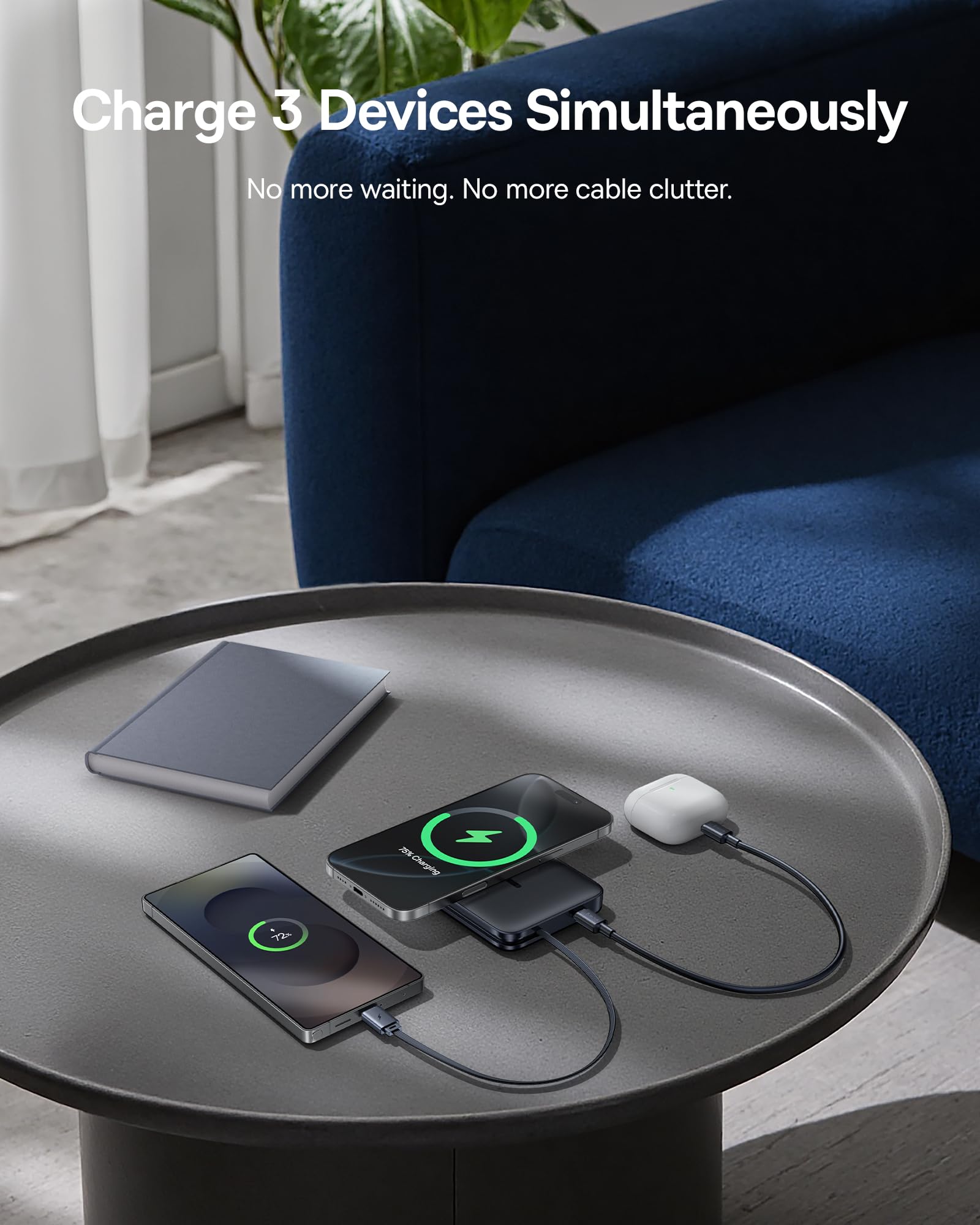 Baseus Picogo Qi2.2 25W Magsafe Portable Charger Power Bank 10000mAh 45W, with Built-in Cable USB-C Fast Charging Magnetic Battery Pack for iPhone 17/16/15/14/13/12 Pro Max/Pixel 10 Pro, Black - Image 6