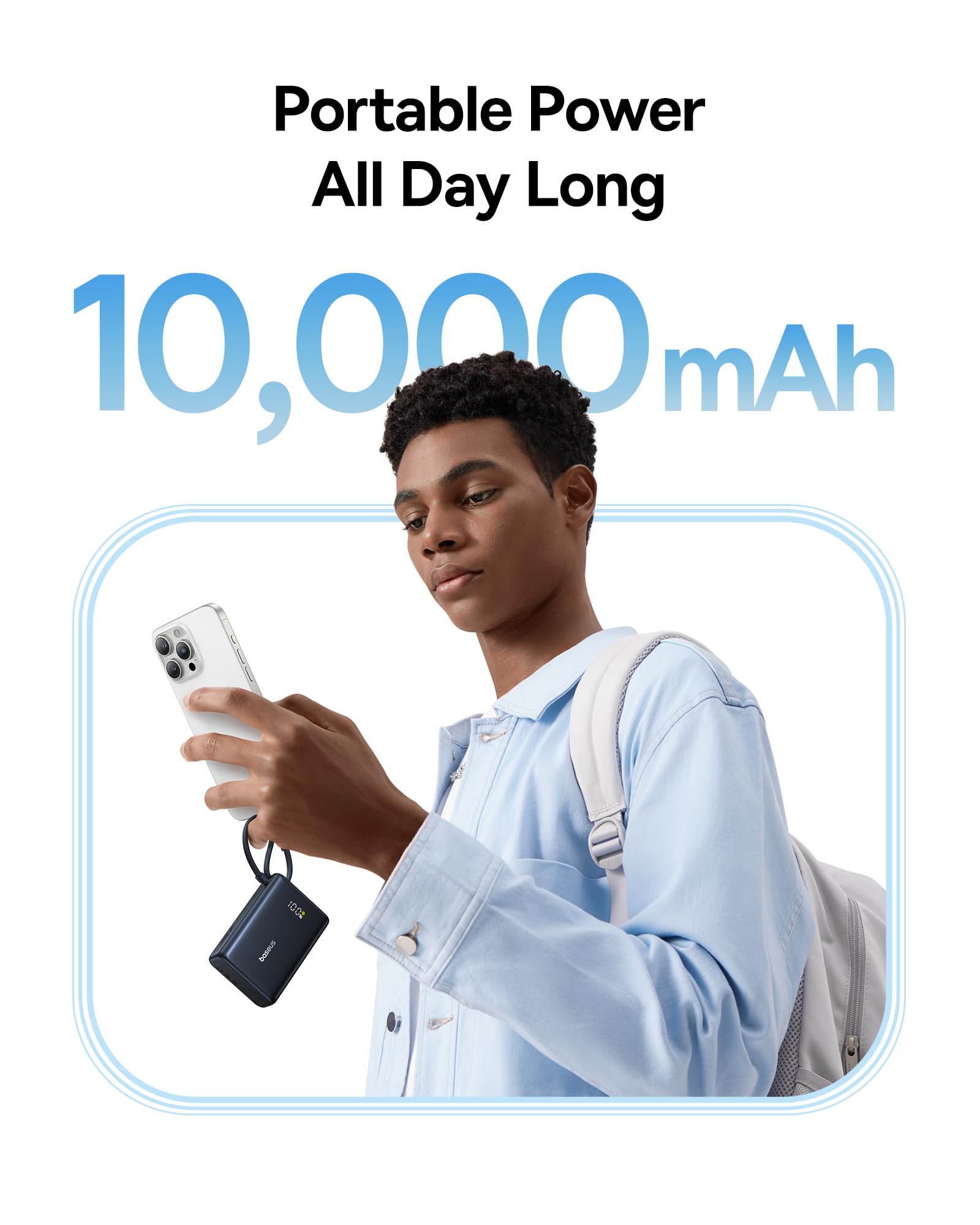 Baseus 70W Universal Travel Adapter & 45W Power Bank Built in USB-C Cable - Image 9