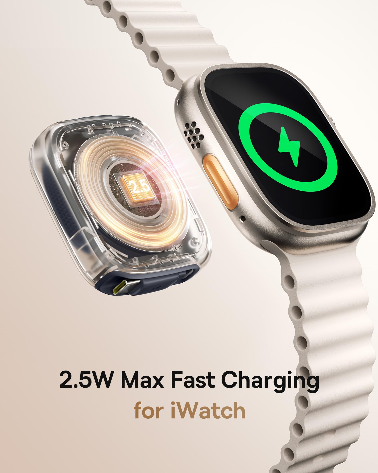 Baseus Retractable USB C Cable for Apple Watch, 100W 5A Fast Charging Cable PICOGO 67W USB C Charger, Smallest 3 Port Fast Charging Block with Foldable Plug - Image 5