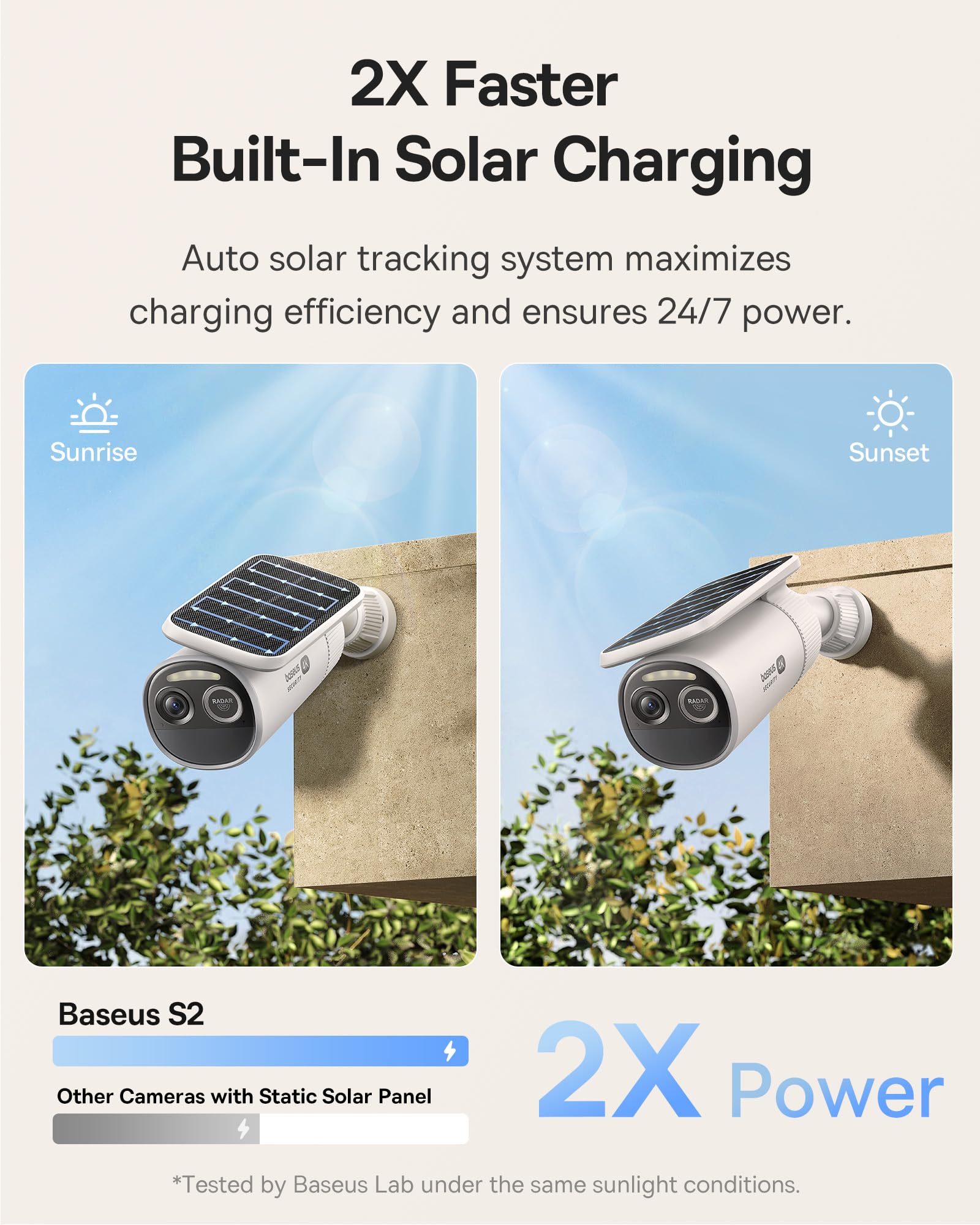 Baseus S2 4K Solar Security Cameras Wireless Outdoor - Radar+PIR Detection, AI Face Recognition, Auto Sunlight-Tracking, Color Night Vision, IP67, No Monthly Fee, Local Storage, Featured at CES 2025 - Image 4