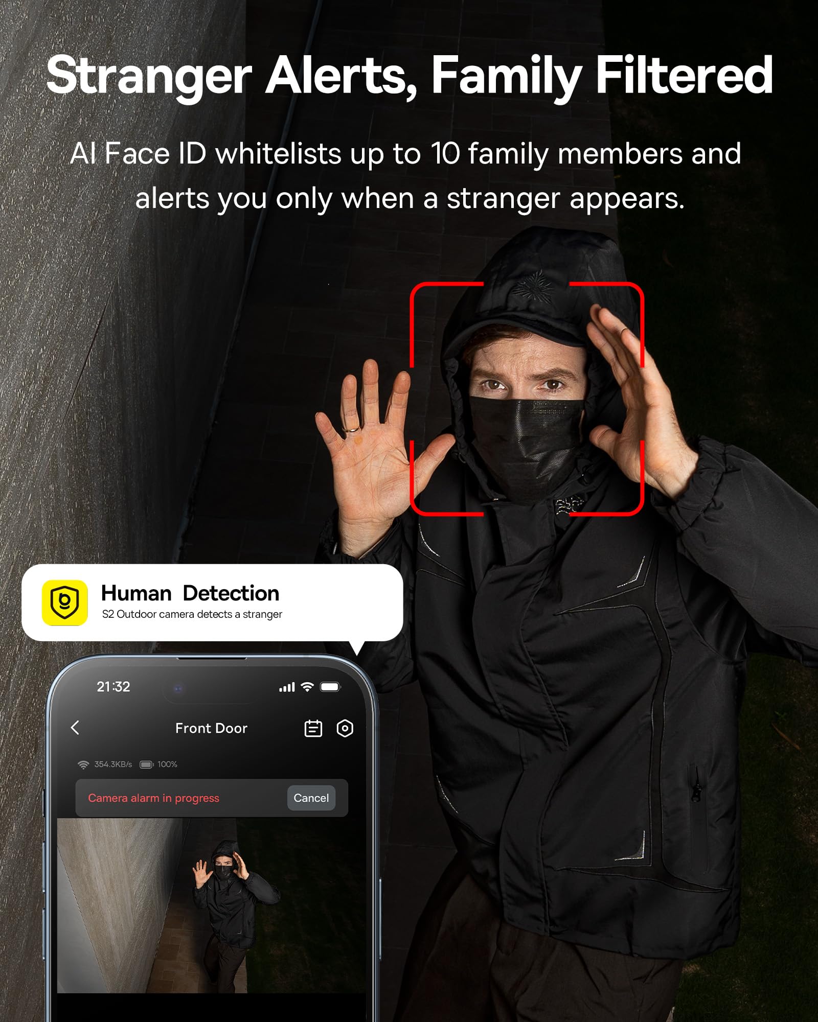 Baseus S2 4K Solar Security Cameras Wireless Outdoor - Radar+PIR Detection, AI Face Recognition, Auto Sunlight-Tracking, Color Night Vision, IP67, No Monthly Fee, Local Storage, Featured at CES 2025 - Image 5