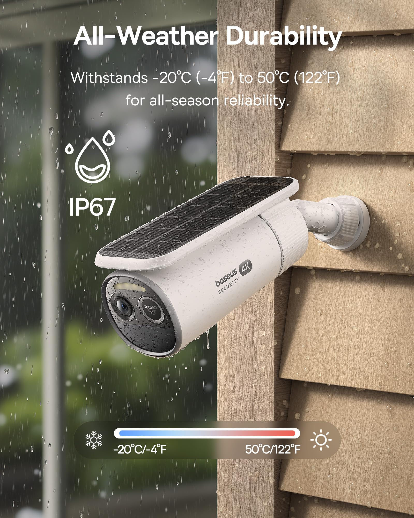 Baseus S2 4K Solar Security Cameras Wireless Outdoor - Radar+PIR Detection, AI Face Recognition, Auto Sunlight-Tracking, Color Night Vision, IP67, No Monthly Fee, Local Storage, Featured at CES 2025 - Image 6