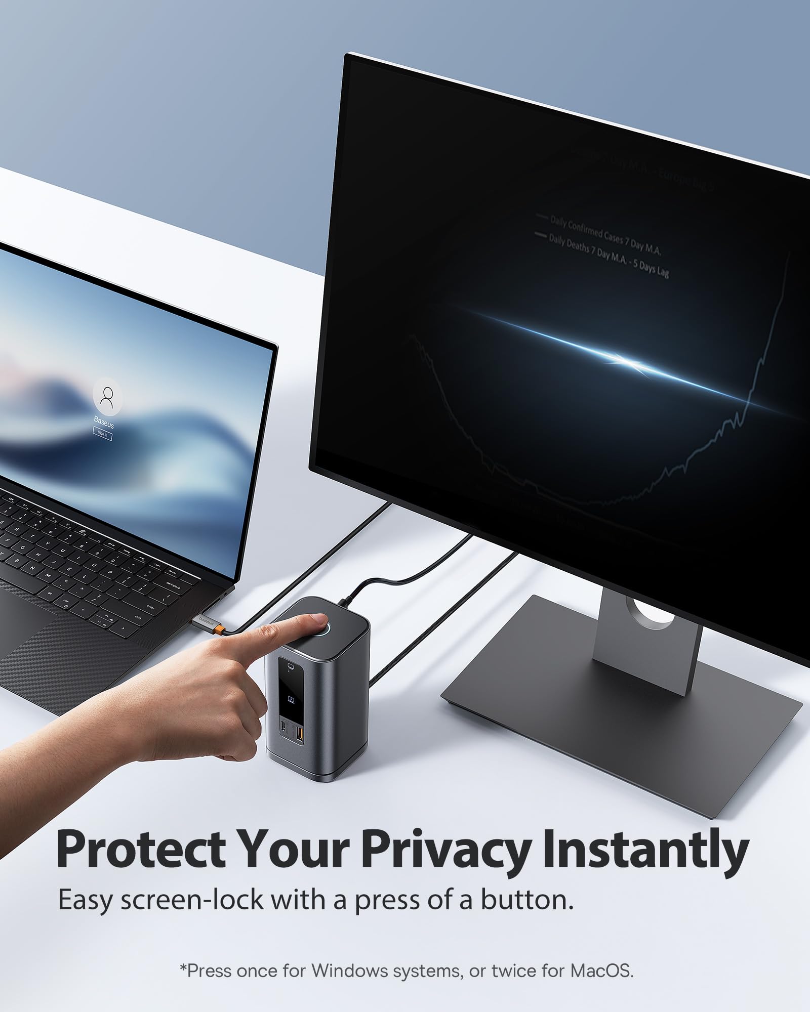 Baseus Spacemate Docking Station, 11-in-1 USB-C Dock for Windows Laptop, Triple Display with 4K HDMI & DP, 10Gbps USB-C & USB-A, Ethernet, Audio, 100W PD Charging for Dell HP Lenovo Acer and More - Image 6