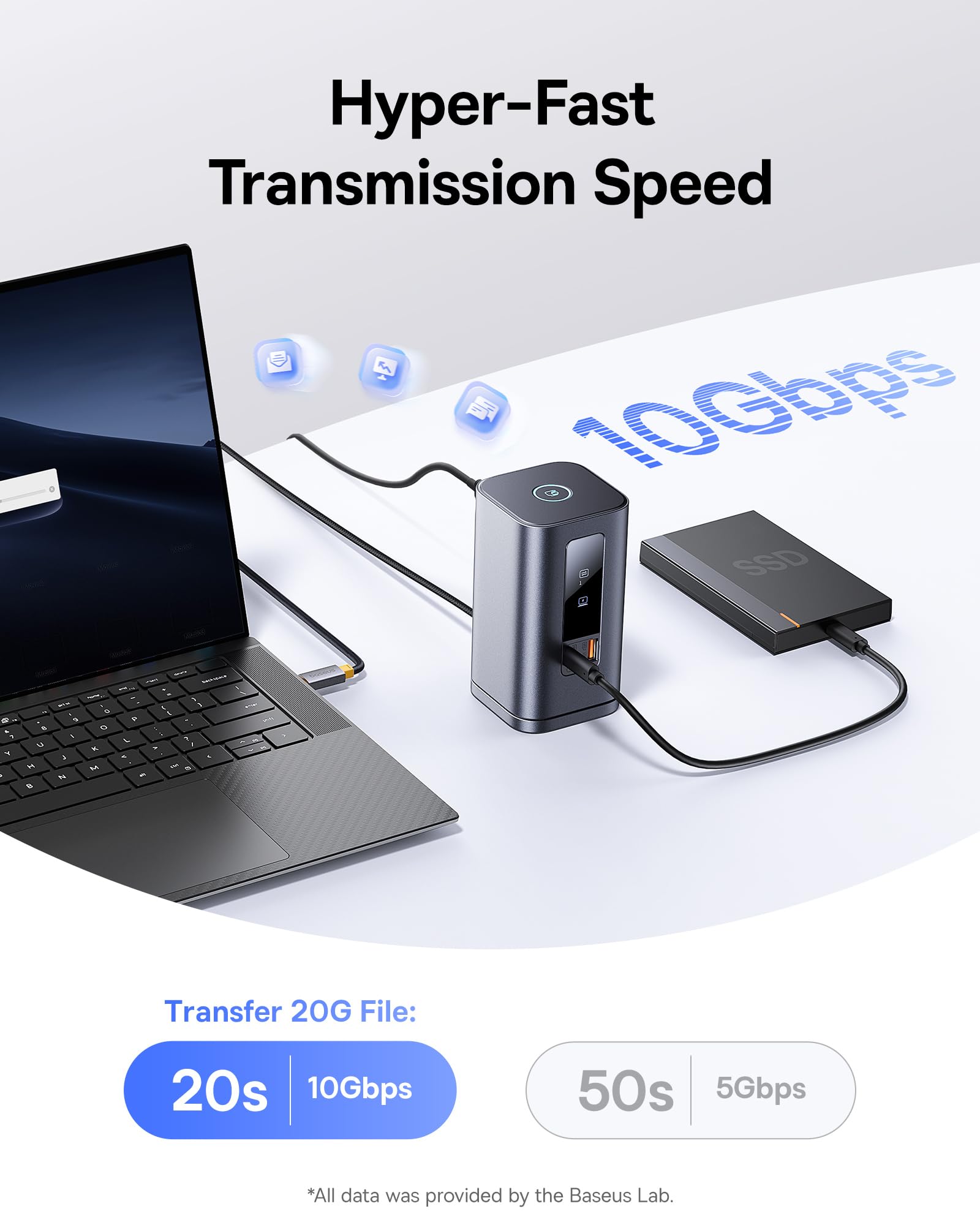 Baseus Spacemate Laptop Docking Station, 11-in-1 USB-C Docking Station for Windows, Triple Display with 4K HDMI & DP, 10Gbps USB-C & USB-A, Ethernet, Audio, 100W PD Charging (Adapter Included) - Image 4