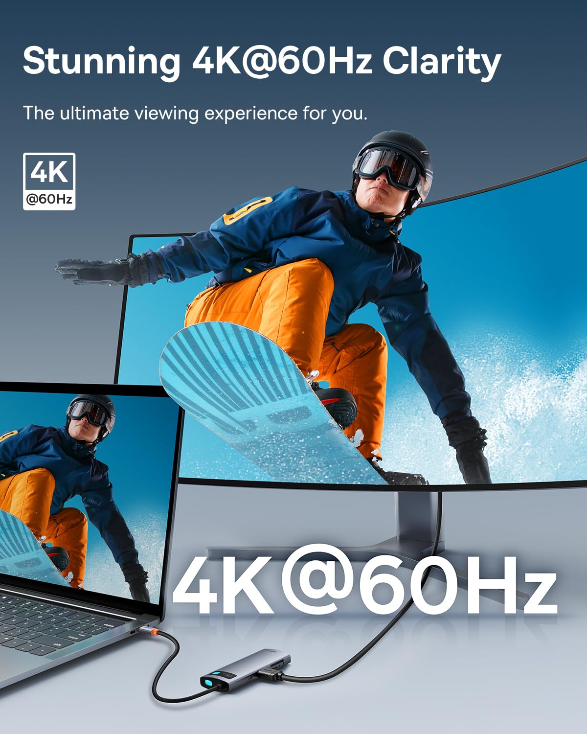 Baseus USB C to HDMI Adapter, 4K@60Hz USB C Docking Station, 7 in 1 USB C Hub with 3 USB-A, PD 100W, TF/SD Card Reader, Compatible for iPhone 15/Mac/Dell/Acer/HP/ASUS/Steam Deck/Rog Ally - Image 3