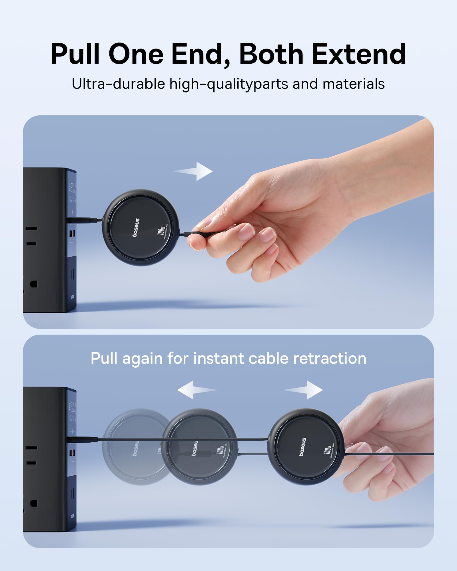 Baseus 163W Retractable Car Charger USB C Fast Charging, 4 in 1 Fast Car Charger and Baseus USBC to USBC Cable, 100W Retractable Cable, 4-Stage Length Preset USB Type C Cord - Image 7