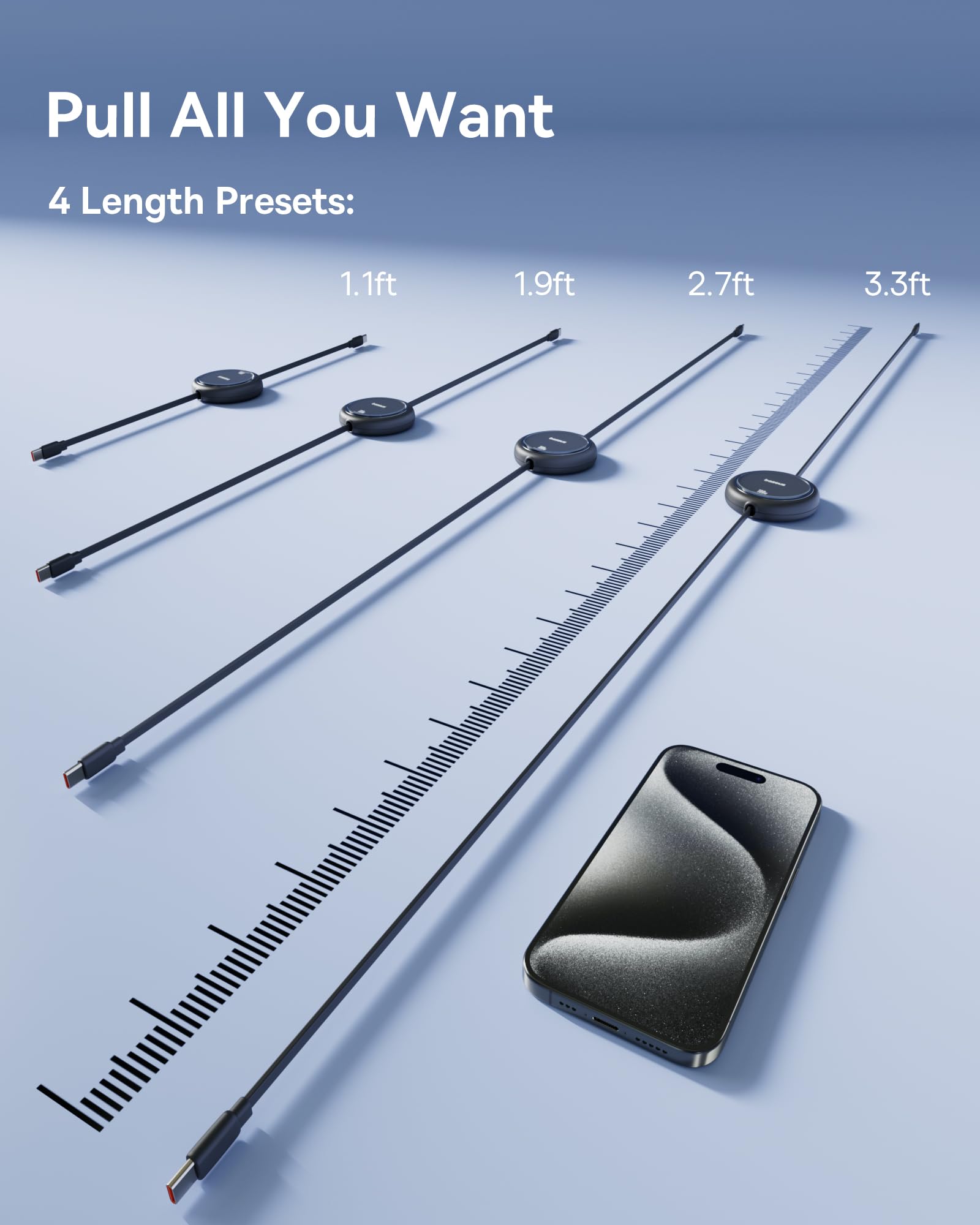 Baseus 163W Retractable Car Charger USB C Fast Charging, 4 in 1 Fast Car Charger and Baseus USBC to USBC Cable, 100W Retractable Cable, 4-Stage Length Preset USB Type C Cord - Image 9