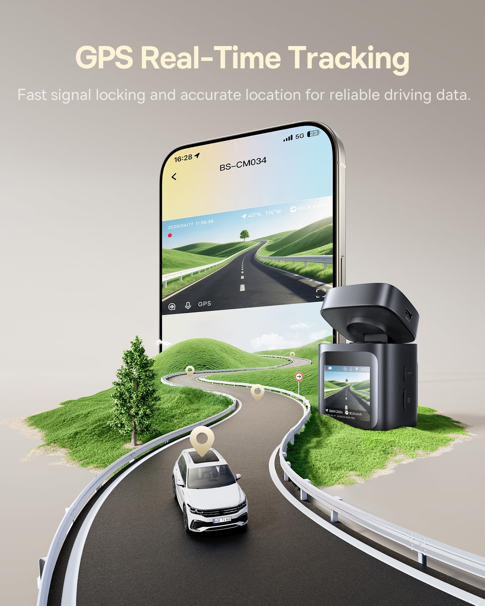 Baseus VD1 Pro Solar Dash Cam Front and Rear, 4K+1080P Dash Camera for Cars, Battery Powered Parking Mode, Starvis Night Vision, 32 GB Card Included, 5GHz WiFi, GPS, Wide Angle,Voice Control - Image 6