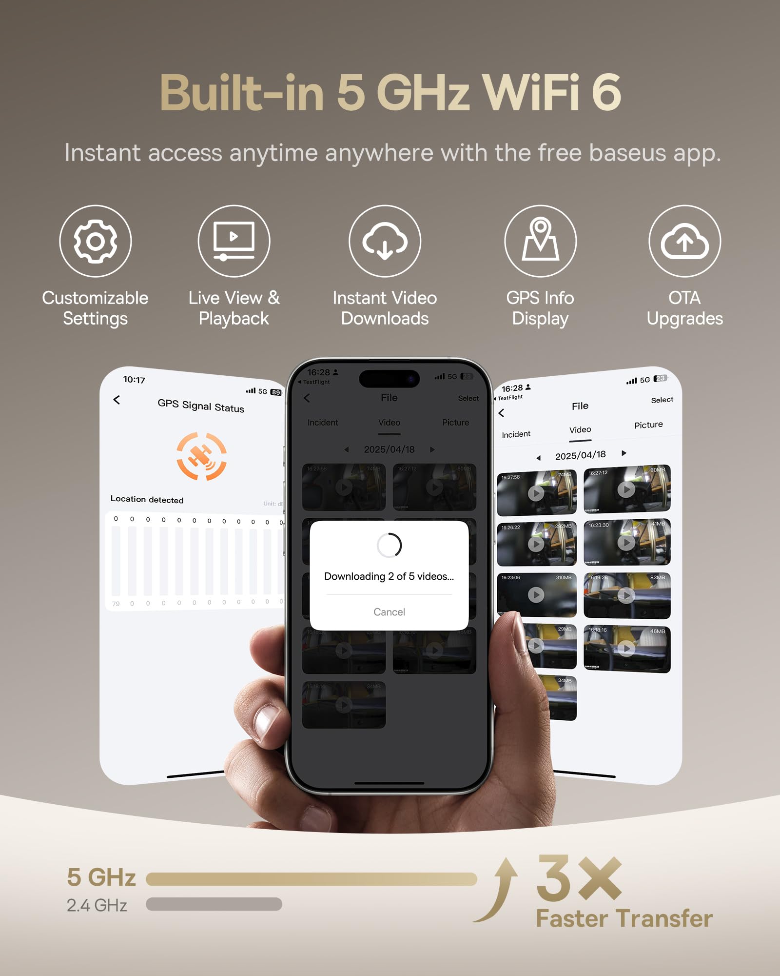 Baseus VD1 Pro Solar Dash Cam Front and Rear, 4K+1080P Dash Camera for Cars, Battery Powered Parking Mode, Starvis Night Vision, 32 GB Card Included, 5GHz WiFi, GPS, Wide Angle,Voice Control - Image 7