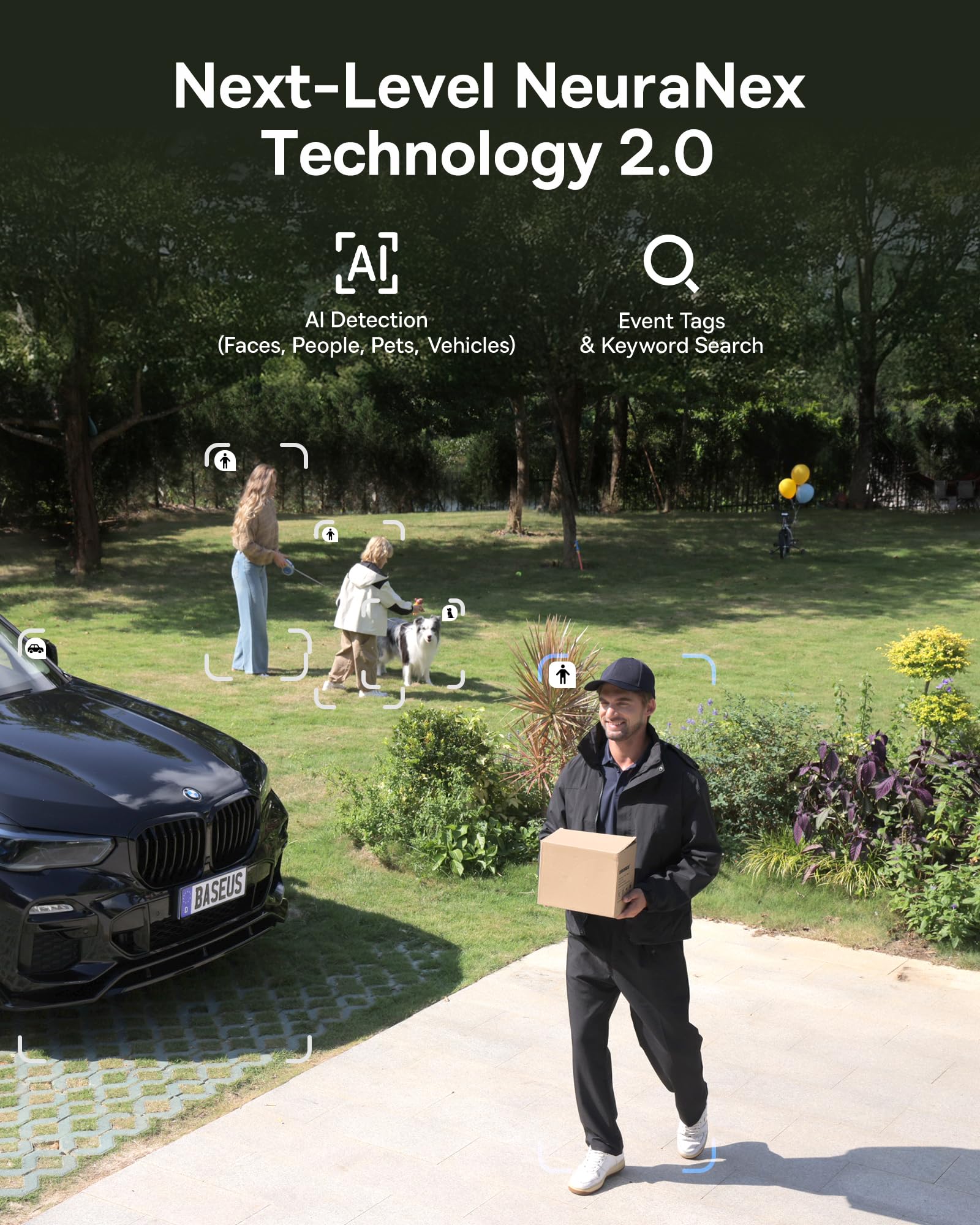 Baseus X1 Pro Dual-Tracking Solar Security Camera Outdoor Wireless, Dual 3K AI Cameras, 300° Pan, Color Night Vision, 8× Zoom, Local Storage up to 512GB, IP65, No Subscription - Image 5