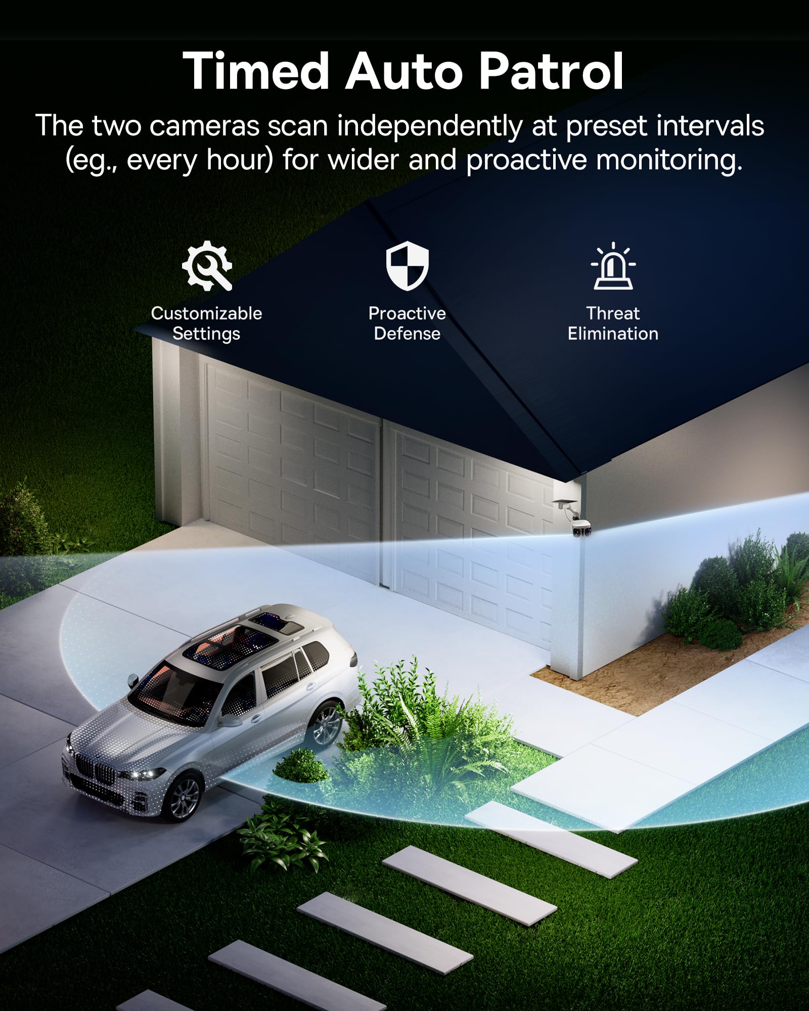 Baseus X1 Pro Dual-Tracking Solar Security Camera Outdoor Wireless, Dual 3K AI Cameras, 300° Pan, Color Night Vision, 8× Zoom, Local Storage up to 512GB, IP65, No Subscription - Image 6