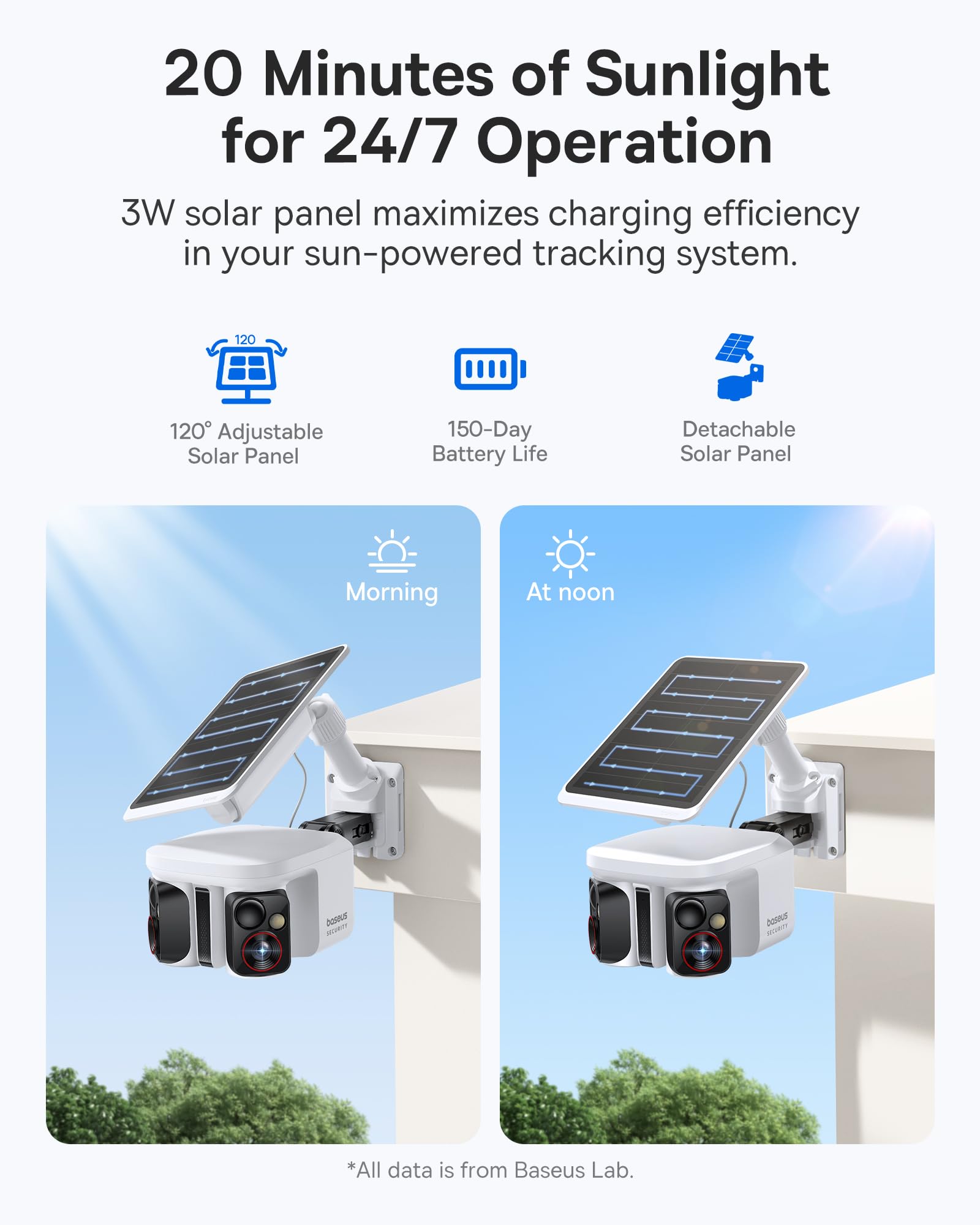 Baseus X1 Pro Dual-Tracking Solar Security Camera Outdoor Wireless, Dual 3K AI Cameras, 300° Pan, Color Night Vision, 8× Zoom, Local Storage up to 512GB, IP65, No Subscription - Image 7